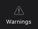 The icon for the warnings panel